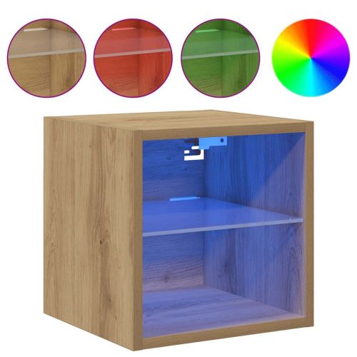Стенен шкаф за телевизор с LED осветление Artisan Oak