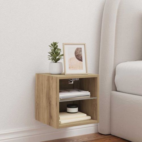 Стенен шкаф за телевизор с LED осветление Artisan Oak