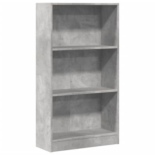 Библиотека, бетонно сива, 60x24x109 см, инженерно дърво