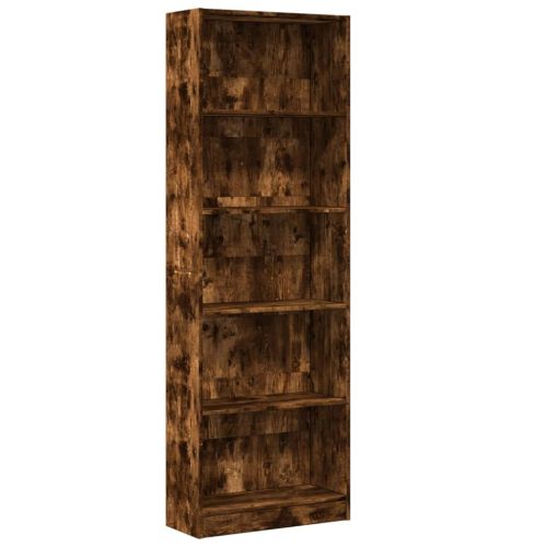 Библиотека, опушен дъб, 60x24x176 см, инженерно дърво