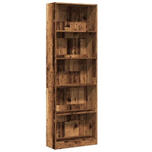 Библиотека, старо дърво, 60x24x176 см, инженерно дърво