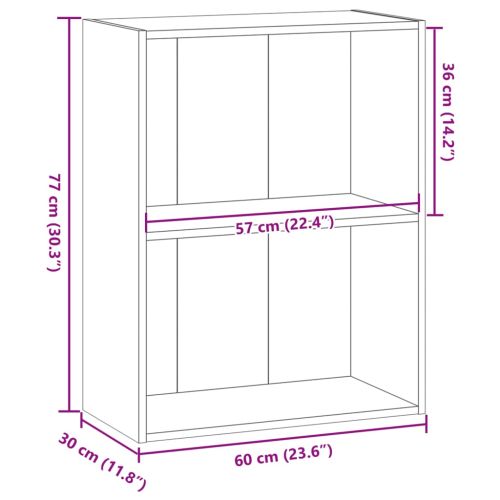 Библиотека, опушен дъб, 60x30x77 см, инженерно дърво