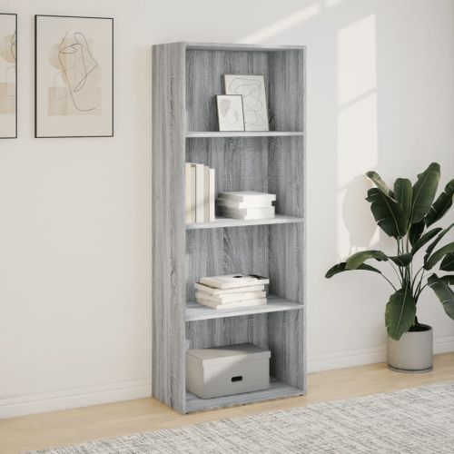 Библиотека, сив сонома, 60x30x152 см, инженерно дърво