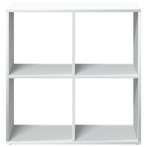 Разделител за стая, библиотека, бял, 69,5x29x69,5 см, инженерно дърво