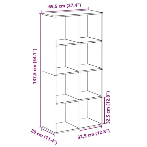 Разделител за стая / библиотека, опушен дъб, 69,5x29x137,5 см