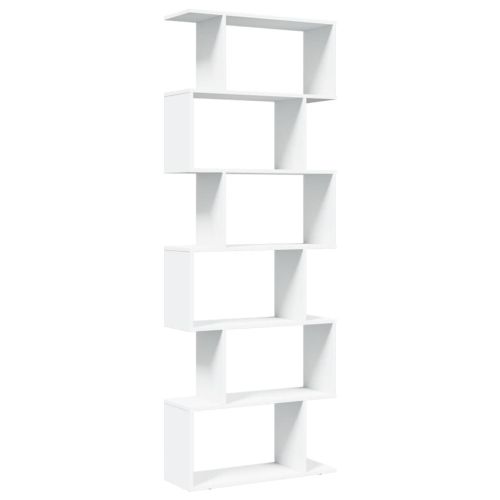 Разделител за стая / библиотека, бял, 6 нива, 70x24x193 см