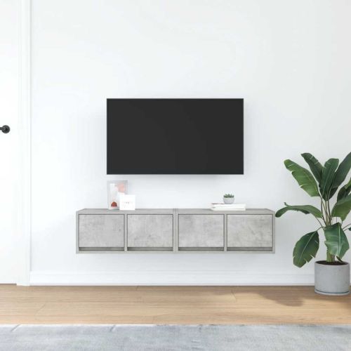 ТВ шкафове 2 бр бетонно сиви 60x31x25,5 см инженерно дърво