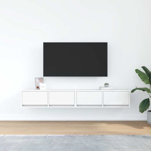 ТВ шкафове, 2 бр, бели, 80x31x25,5 см, инженерно дърво