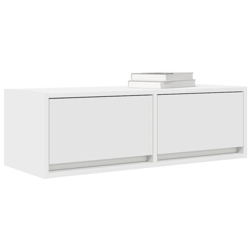 ТВ шкафове, 2 бр, бели, 80x31x25,5 см, инженерно дърво