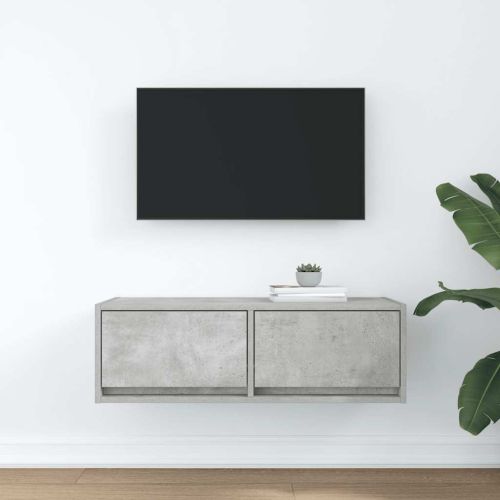 ТВ шкаф, бетонно сив, 80x31x25,5 см, инженерно дърво