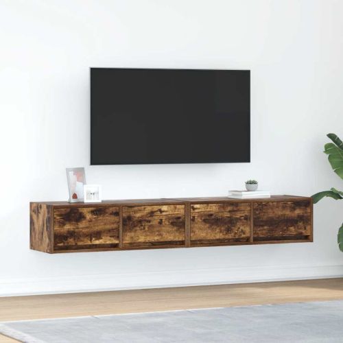 ТВ шкафове 2 бр Опушен дъб 80x31x25,5 см инженерно дърво