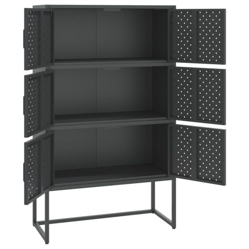 Висок шкаф, антрацит, 80x35x135 см, стомана
