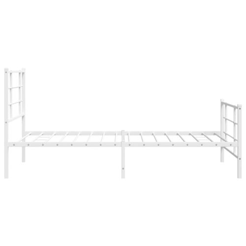 Метална рамка за легло с горна и долна табла, бяла, 100x200 см