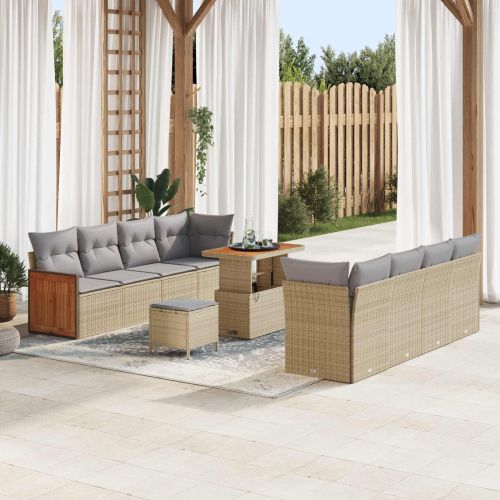 Градински Софа Комплект с възглавница 11 pcs Бежов и Светло Сив
