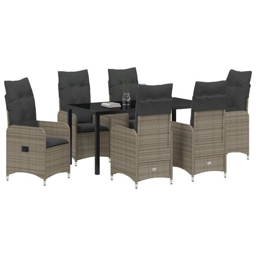 Комплект за хранене в градината 7 pcs Сиво полиратан