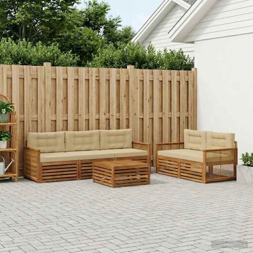 Комплект дивани за открито 6 pcs Натурален и Бежов
