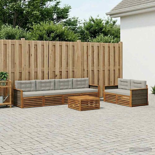 Комплект дивани за открито 7 pcs Натурално и светлосиво