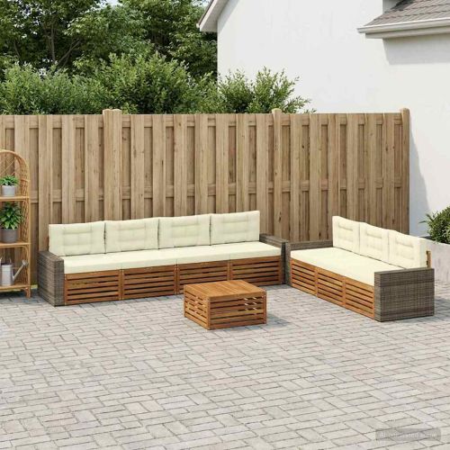 Комплект дивани за открито 8 pcs Натурален и Крема