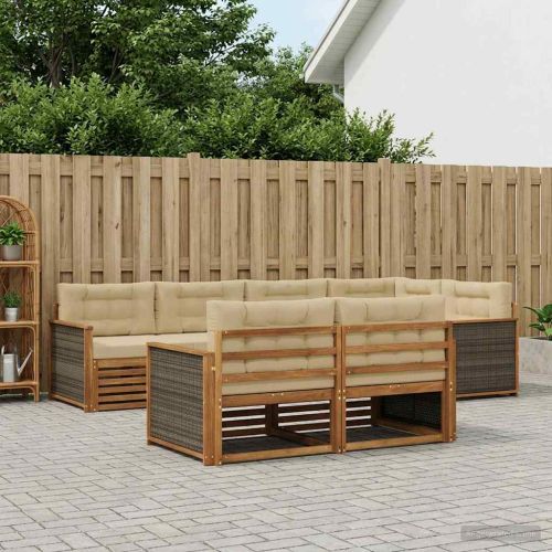 Комплект дивани за открито 7 pcs Натурален и Бежов