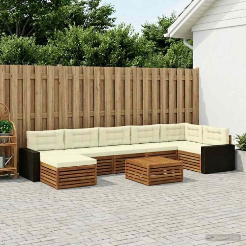 Комплект дивани за открито 8 pcs Натурален и Крема