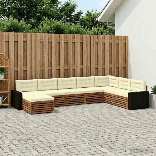Комплект дивани за открито 8 pcs Натурален и Крема