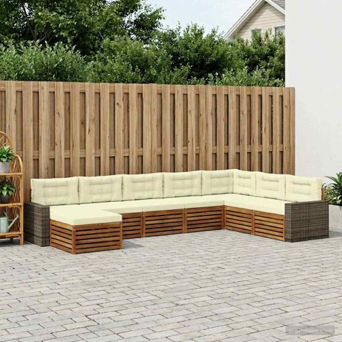 Комплект дивани за открито 8 pcs Натурален и Крема