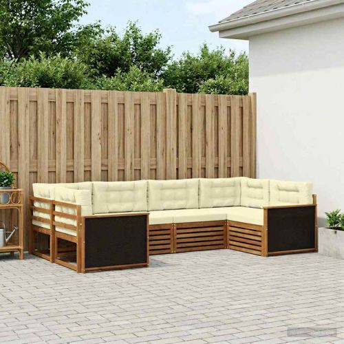 Комплект дивани за открито 6 pcs Натурален и Крема