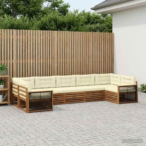 Комплект дивани за открито 7 pcs Натурален и Крема