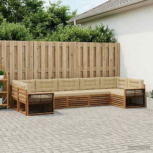 Комплект дивани за открито 7 pcs Натурален и Бежов