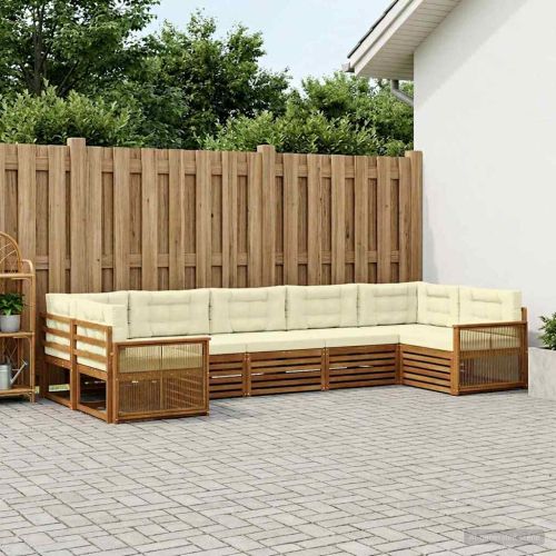 Комплект дивани за открито 7 pcs Натурален и Крема