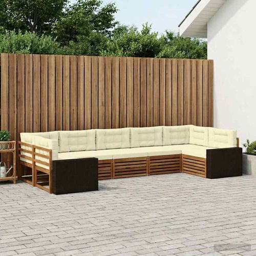 Комплект дивани за открито 7 pcs Натурален и Крема