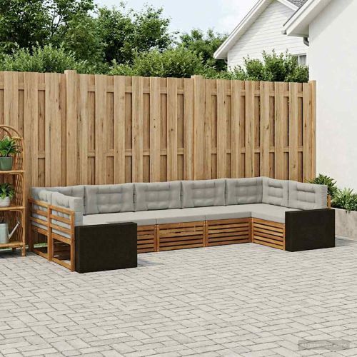 Комплект дивани за открито 7 pcs Натурално и светлосиво