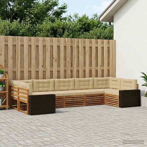 Комплект дивани за открито 7 pcs Натурален и Бежов