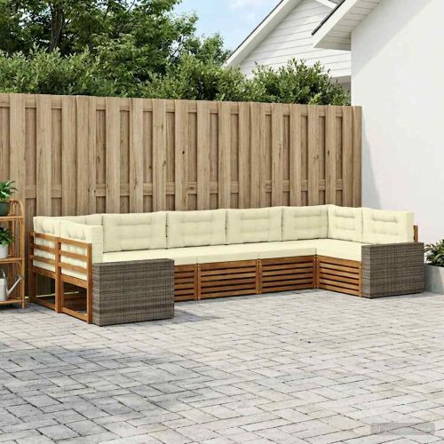 Комплект дивани за открито 7 pcs Натурален и Крема