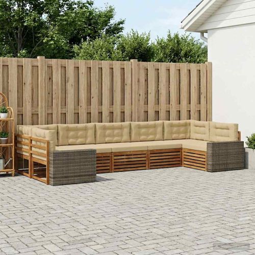 Комплект дивани за открито 7 pcs Натурален и Бежов