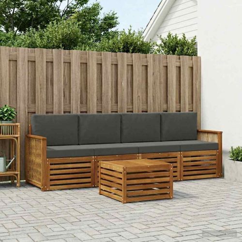 Комплект дивани за открито 5 pcs Натурален и Антрацит