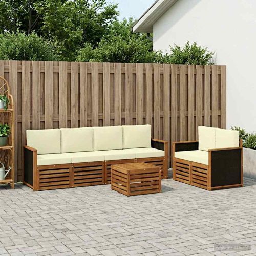 Комплект дивани за открито 7 pcs Натурален и Крема