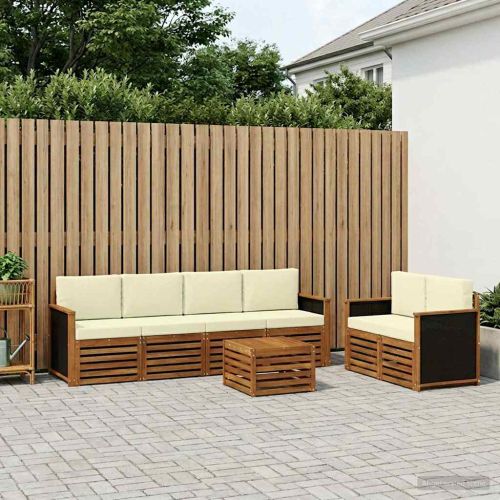 Комплект дивани за открито 7 pcs Натурален и Крема