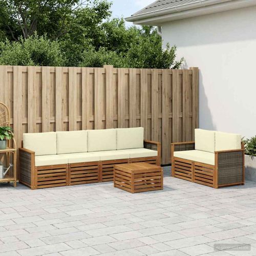 Комплект дивани за открито 7 pcs Натурален и Крема