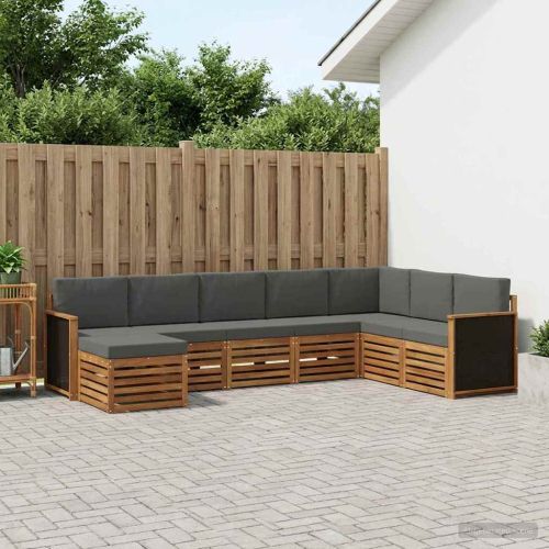 Комплект дивани за открито 6 pcs Натурален и Антрацит
