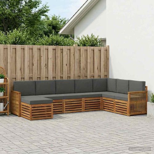 Комплект дивани за открито 6 pcs Натурален и Антрацит