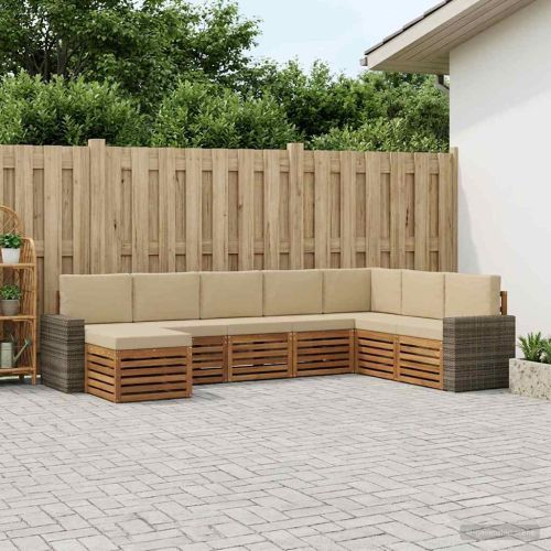 Комплект дивани за открито 8 pcs Натурален и Бежов