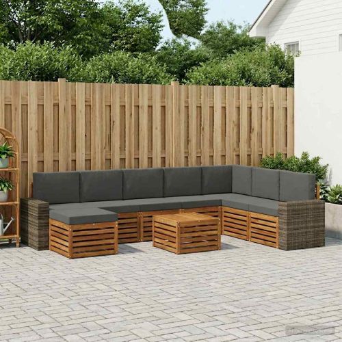 Комплект дивани за открито 9 pcs Натурален и Антрацит