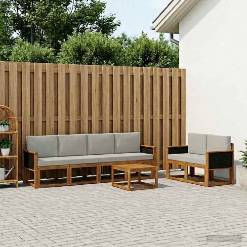 Комплект дивани за открито 6 pcs Натурално и светлосиво