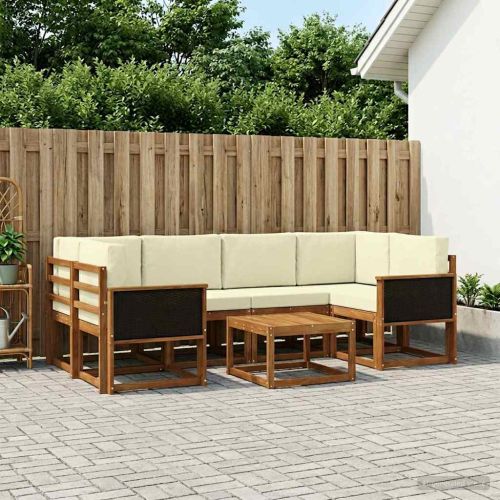 Комплект дивани за открито 5 pcs Натурален и Крема
