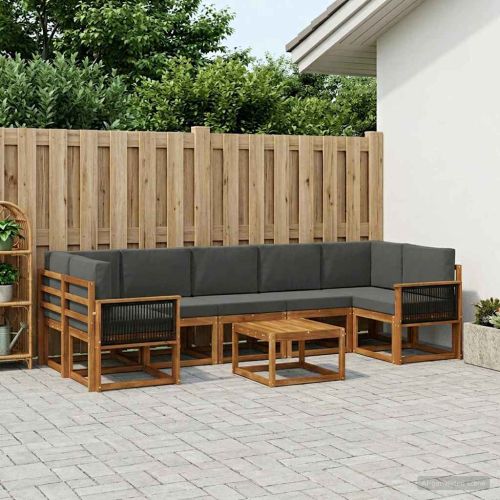 Комплект дивани за открито 6 pcs Натурален и Антрацит