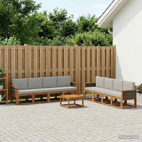 Комплект дивани за открито 7 pcs Натурално и светлосиво