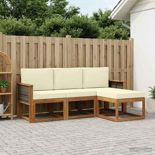 Комплект дивани за открито 4 pcs Натурален и Крема
