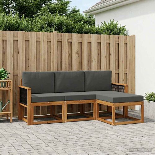 Комплект дивани за открито 4 pcs Натурален и Антрацит