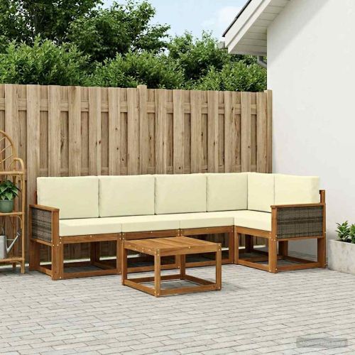 Комплект дивани за открито 6 pcs Натурален и Крема